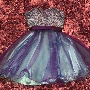 Sean Collection Blue and Purple Short Dress